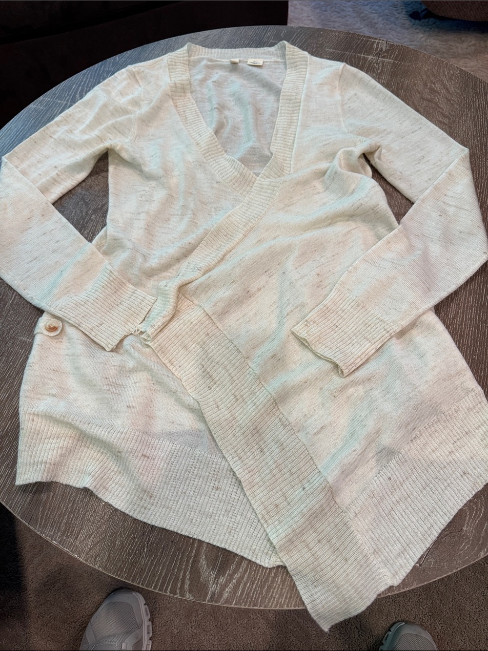 Moth Cream V-Neck Wrap Sweater